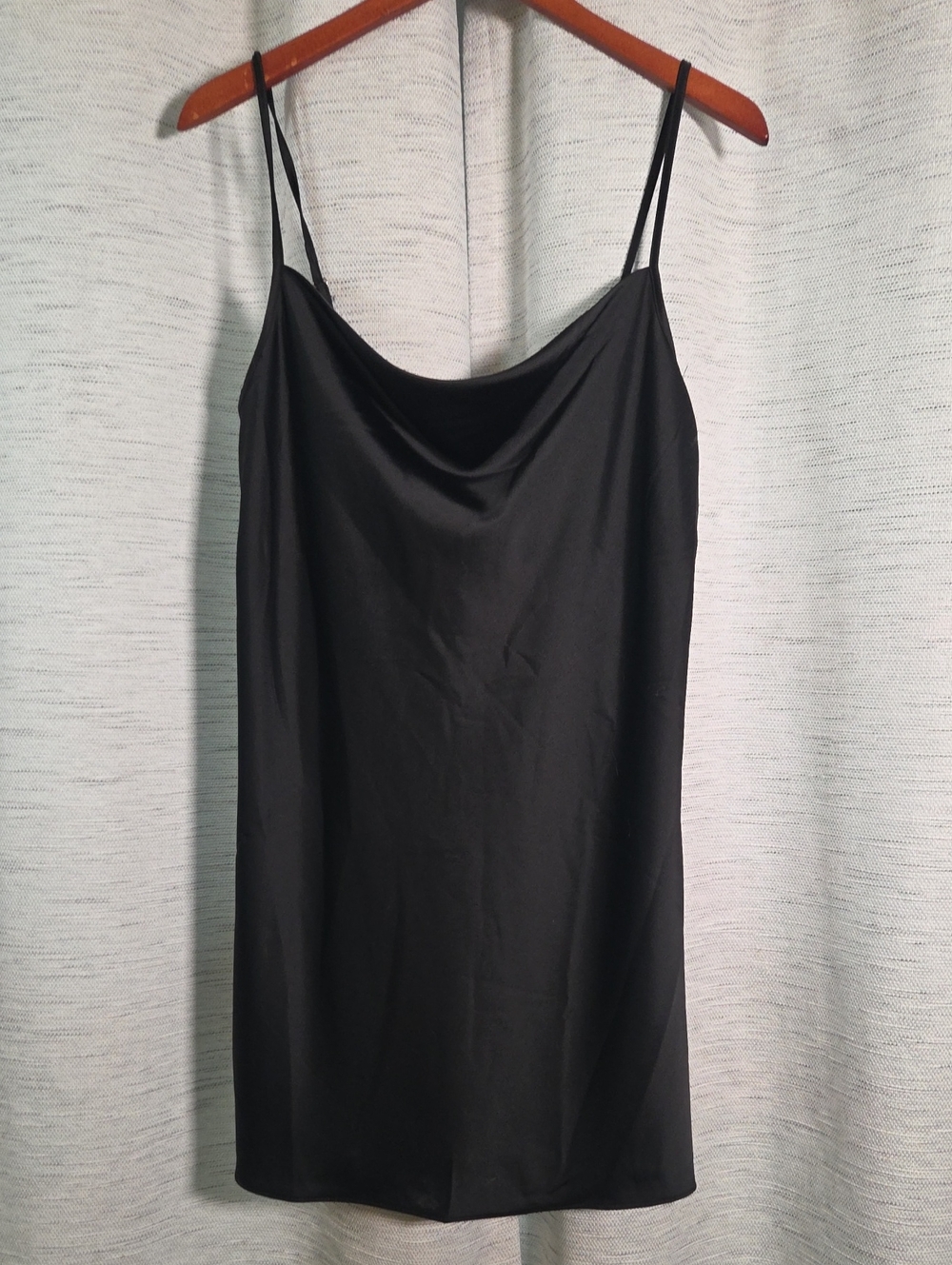Missguided Black Satin Cowl Slip Mini Dress